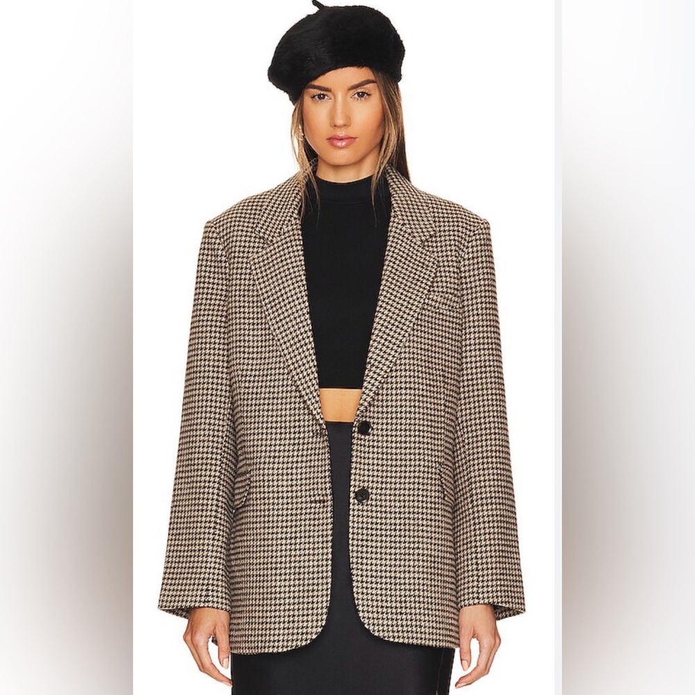 NWT ASTR The Label Women's Brown Houndstooth Blazer XS